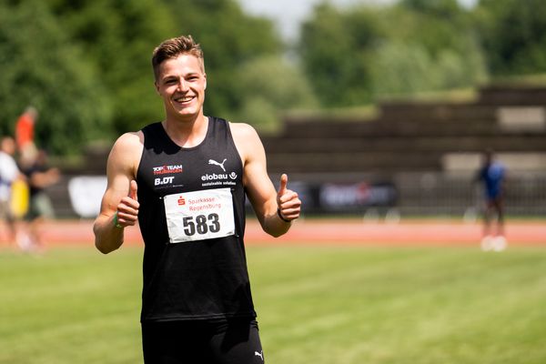 Julian Wagner (LC Top Team Thueringen) gewinnt die 100m am 04.06.2022 waehrend der Sparkassen Gala in Regensburg